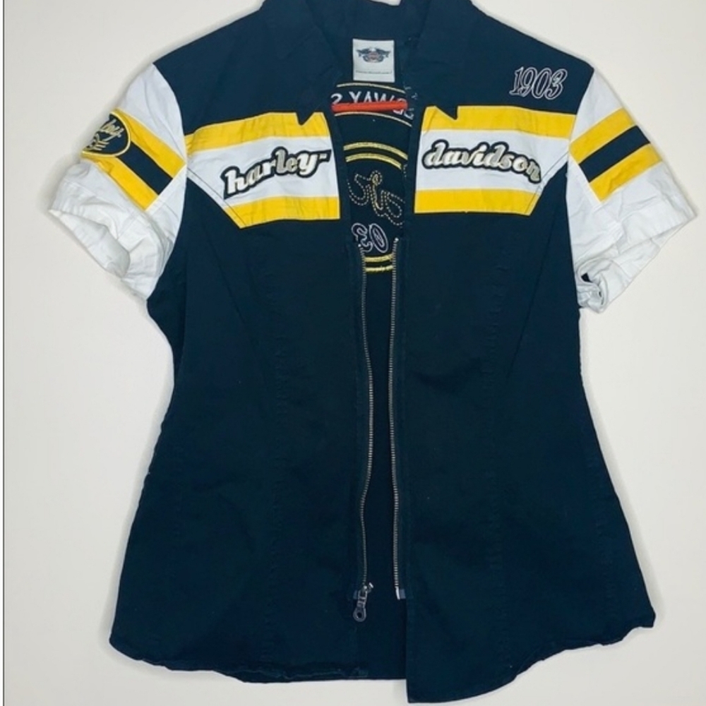 Harley Davidson zip front racing team shirt